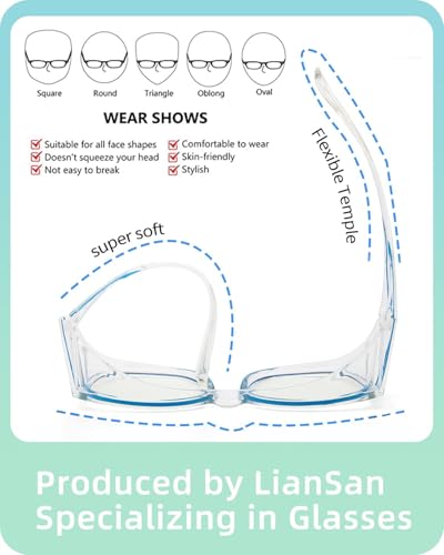 LianSan Safety Glasses Over Eyeglasses for Women - Anti-Fog Goggles Fit Over Eyewear for ANSI Z87.1 Certified - color: Shinny Blue/Clear