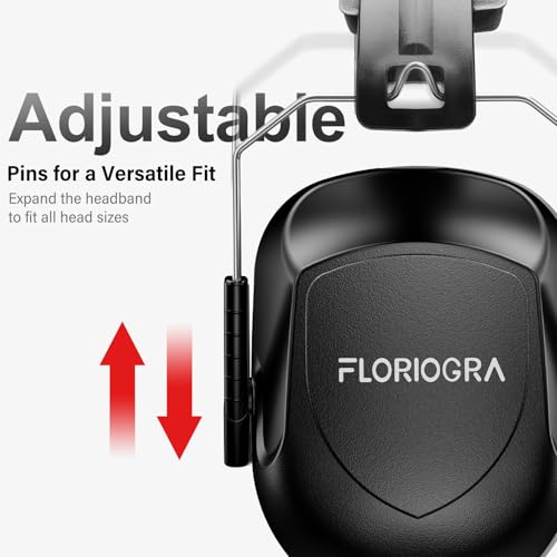 Floriogra Noise Reduction Ear Muffs, NRR 34dB Ear Protection, Hearing Protection Noise Cancelling Headphones for Adults Kids Autism, Shooting Ear Protection for Gun Range, Mowing, Construction - color: Red