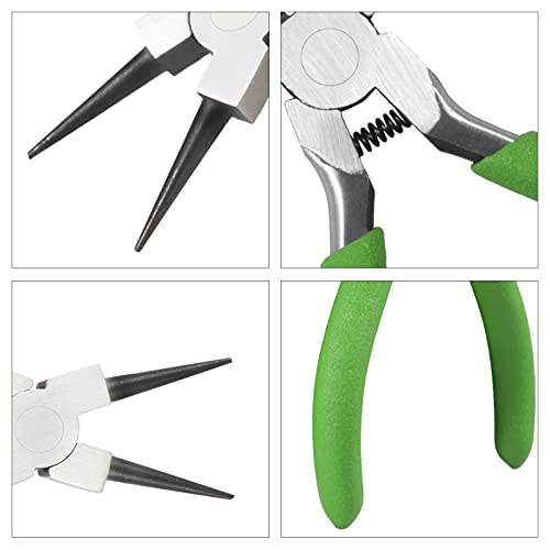 Round Nose Pliers - 4 Inch Jewelry Making Tools with Spring Loaded Mini Pliers, Smooth Jaws for Wire Looping, Wrapping, Beading & Creating Eye Pins - style: Round Nose Pliers