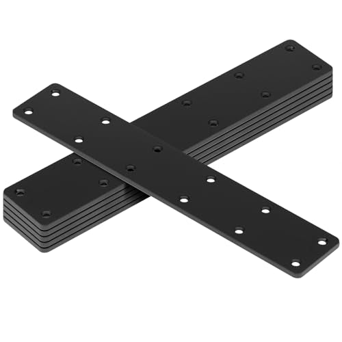 6 Pack 11" x 2" Black Flat Mending Plate, Metal Steel Long Bracket - size: 11" x 2"