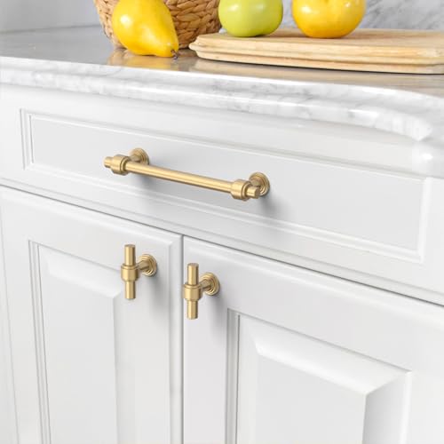 Amerdeco 10 Pack Champagne Bronze Cabinet Knobs 1.46 Inch(37mm) Single Hole Cabinet Handles Rectangle Dresser Knobs Drawer Knobs and Pulls for Bathroom Cabinets ZH0069 - color: Champagne Bronze, size: 1.46" Single Hole