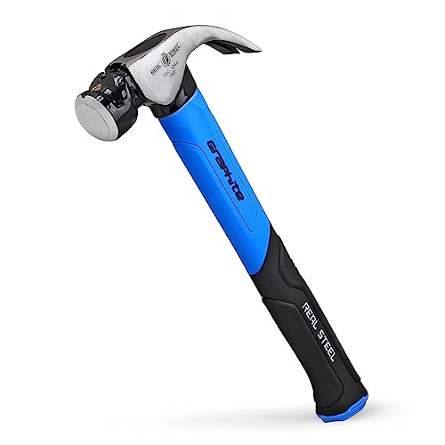 REAL STEEL 16 Oz Jacketed Graphite Magnetic Head Curved Claw Hammer with Non-Slip Cushion Grip Framing Hammer Smooth Face with Smooth Face 0501 - size: 16 oz