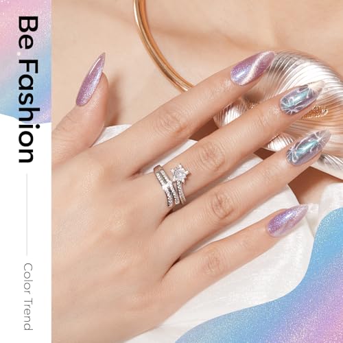 modelones Cat Eye Gel Nail Polish Set, Light Pink Purple White Blue Grey - color: Lunar Prism Veil