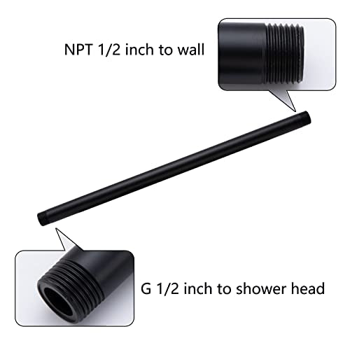 Shower Arm with Flange 16 Inches Ceiling Mount Replacement Rain Shower Head Straight Arm Ceiling-Mounted High Pressure Rain Matte Black,SW-91038-16MB. - color: R-angle Square Flange-16" Matte Black