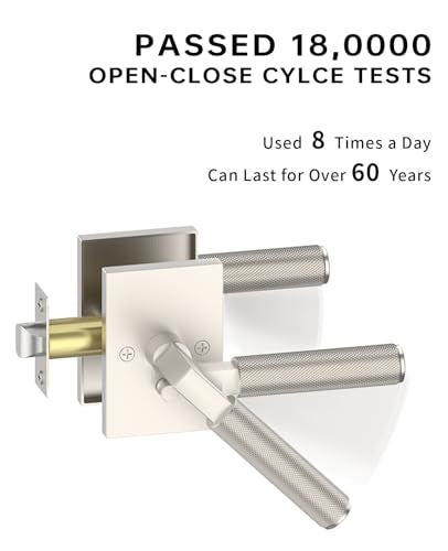 Asidrama 6 Pack Brushed Satin Nickel Privacy Door Handles - color: Brushed Satin Nickel