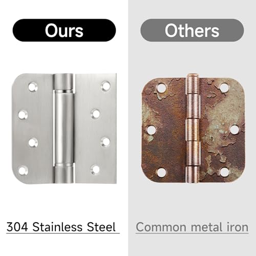 4" Self Closing Door Hinges 2 Pack, 304 Stainless Steel Adjustable Tension - style: S hole - Square&Round