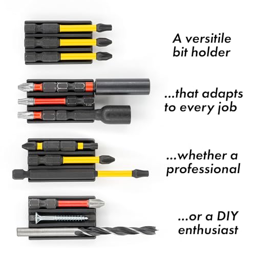 Simon Tools Magnetic Bit Holder for Impact Drivers and Drills - Super Strong Adhesive - Drill Accessory Compatible With Most Drills Brands like Dewalt, Makita, Klein, Bosch and Milwaukee Bit Holder - size: 4-Pack