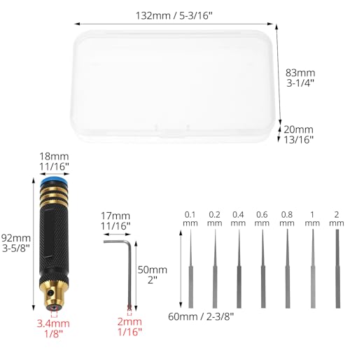 QWORK Model Scriber Resin Carved Scribe Line Scribing Tool, Chisel Set with Tungsten Steel Blades - 7 Sizes (0.1 to 2.0 mm), for Scale Model, Carving Cutting