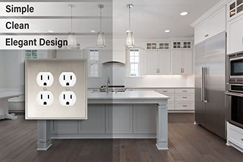 Henne Bery Soft Modern Decorative Wall Plate Switch Plate Outlet Cover (Double Duplex, Satin Nickel) - style: Double Duplex