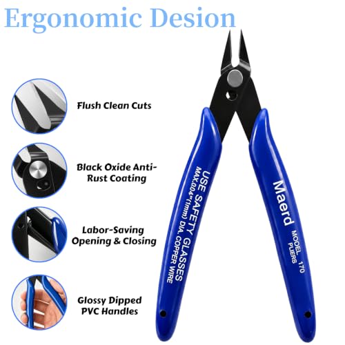 Wire Cutters, Flush Cutters Precision Spring-Loaded Side Cutter, Heavy Duty Diagonal Cutting Pliers in CRV Steel for Electrical, Home DIY, Jewelry Crafts, Coil Making Tools (#1 blue2)