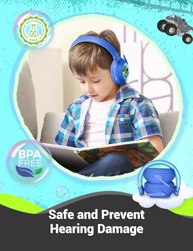 iClever EM01 Noise Cancelling Headphones for Kids Adults, SNR 29dB EarMuffs - color: Q-monster Jam Blue