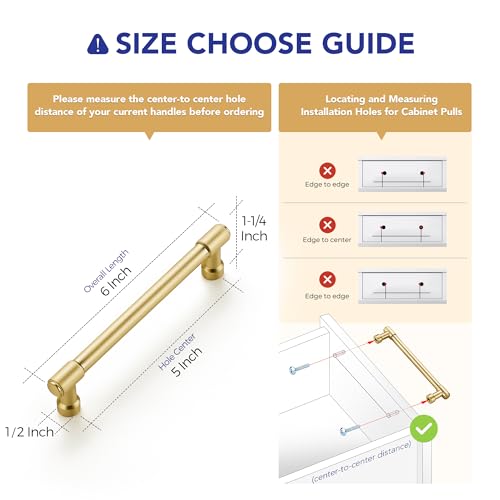 Ravinte Brushed Gold Kitchen Pulls Cabinet Handles 5 Inch 10 Pack - color: Brushed Gold, size: 5 Inches Hole Center