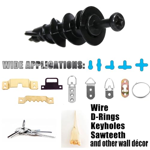 Double-Headed Bear Claw Screw & Anchor, Zinc Drywall Screws Picture Hangers - style: Black Zinc+Long