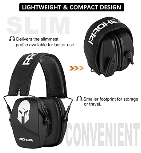PROHEAR 016 NRR 26dB Shooting Ear Protection, Slim Passive Earmuffs - color: Black S