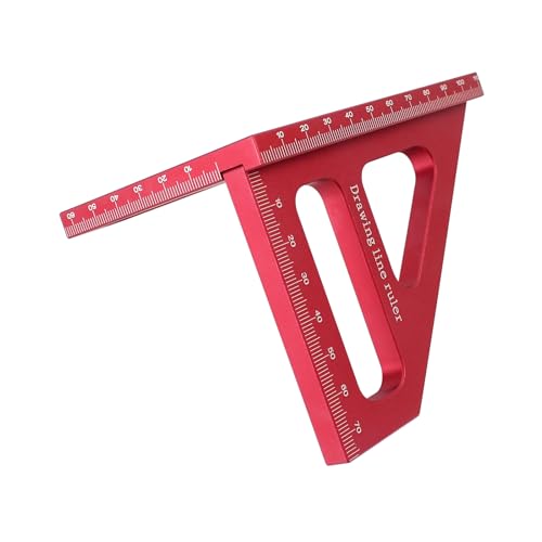 3D Multi-Angle Measuring Ruler,45/90 Degree Aluminum Alloy Woodworking Square Protractor,Drawing Line Ruler, Miter Triangle Ruler High Precision Layout Measuring Tool for Engineer Carpenter,R - color: Red(Metric)