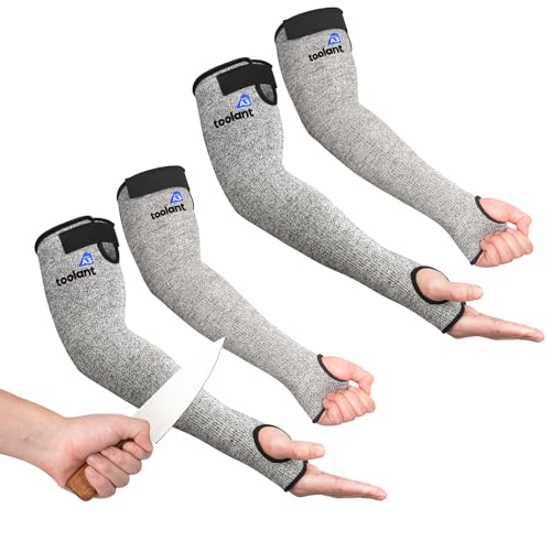 OriStout Cut Resistant Farmer Sleeves with Tumb Hole, Grey, 2 Pairs | Arm Protectors for Thin Skin and Bruising, Arm Guards for Biting, Pet Grooming, Gardening, Welding, Kitchen, One Size - color: Grey (2 Pairs) - Long, size: One Size