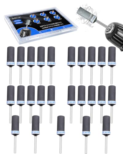 400 Grit Sanding Drums for Dremel Rotary Tools Accessories, 25PCS Sanding Bits Kit for Dremel Sanding Bands with 1/8 inch Shank, Sandpaper Sticks Set for Plastic Wood Metal Grinding Polishing - style: 400 Grit 25PCS
