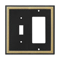 Pearled Frame Decorative Wall Plate Switch Plate Outlet Cover (Toggle/Decorator, Black & Dark Golden) - style: Toggle/Decorator