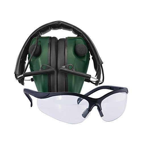 Caldwell E-MAX Electronic Hearing Protection with Low Profile, Adjustable, 23 NRR, For Range, Shooting, and Hunting - style: Shooting Glasses Combo