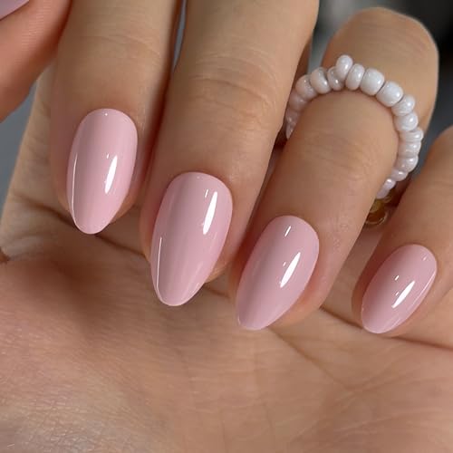 CurvLife Medium Almond Press On Nails, Milky Pink - color: A3 - Milky Pink