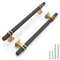 Haliwu 10 Pack Black and Gold Cabinet Pulls, 6-5/16 inch Kitchen Handles, Square Dresser Drawer Hardware - color: Black & Matte Gold, size: Hole Center Spacing：160mm (6-5/16 inch)