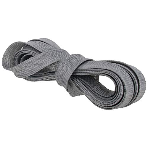 Othmro 16.4ft Length Expandable PET Flexible Braided Cable Sleeves 0.62in Width Wire Loom Sleeving and Organizers Flexible Wire Mesh Sleeves for TV Audio PC Computer Cords from Pet Chewing Grey