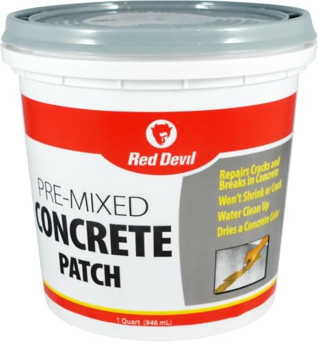 Red Devil 0644 Concrete Repair Patch, Cement Crack Fillter, Pre-Mixed, 1 Quart, Gray, Made in USA (Pack of 6) - size: 1 Quart (Pack of 6), style: 1 - Pack