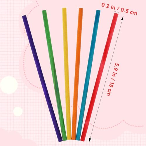 Healifty Wooden Craft Sticks, 50-Pack 5.9 Inch Colorful Round Dowels