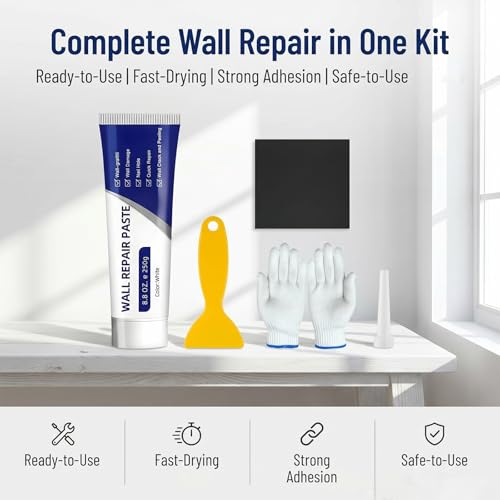 Efficient Drywall Repair Kit, Quick Drying Wall Repair Paste with Scraper & Sandpaper, Durable Spackle Wall Repair, Upgrade Wall Mending Agent for Holes & Cracks, Dents & Small Damage (2 Pcs) - color: 2 Pcs