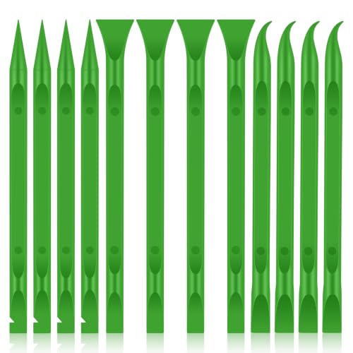 12 PCS Carbon Fiber Plastic Scrapers Tool, Non-Scratch Scraper Tool for Tight Spaces, Multi-Purpose Label Scraper Pen-Shaped, for Car Cleaning Supplies, Kitchen, Crevices, Stains (Green) - color: Green