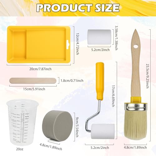 20PCS Paint Brush and Roller Set,Small Paint Roller Set Sponge Applicators, Tray Liner, Mixing Cups & Sticks, Painting Supplies for Cabinet Furniture, DIY All-in-One Paint Tools (2 Inch)