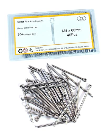 5/32" x 2-3/8" (M4 x 60mm) Cotter Pins, 304 Stainless Split Pins - 40 Pcs - size: M4 x 60mm