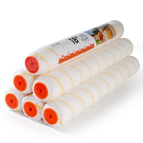 18 Inch Microfiber Paint Roller Covers, 6 Pack, 3/8" Nap - size: 18 Inch,6 Pack