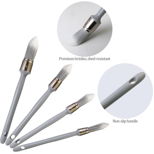 Trim Paint Brush,4 pcs Round Brushes for Painting