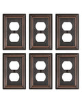 Switch Plates Outlet Covers, 6-Pack Metal Wall Plates, Aged Bronze - color: Aged Bronze, size: 1 Duplex 6PK
