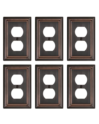 Switch Plates Outlet Covers, 6-Pack Metal Wall Plates, Aged Bronze - color: Aged Bronze, size: 1 Duplex 6PK