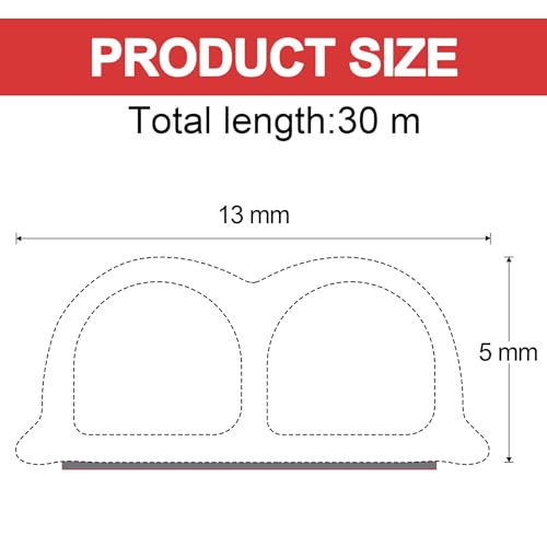 98.4 Feet Universal Self Adhesive Weather Seal Strip, 51/100 x 1/5 Inch Thick, Car Door & Window Weatherstrip with Soundproof Engine Cover - size: 98.4 Feet Long