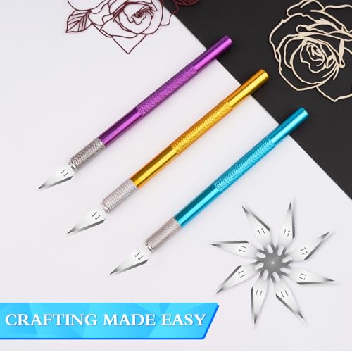 JETMORE Exacto Knife Set, Craft Knife with 30#11 Blades for Scrapbooking - color: Purple-gold-blue-33pcs