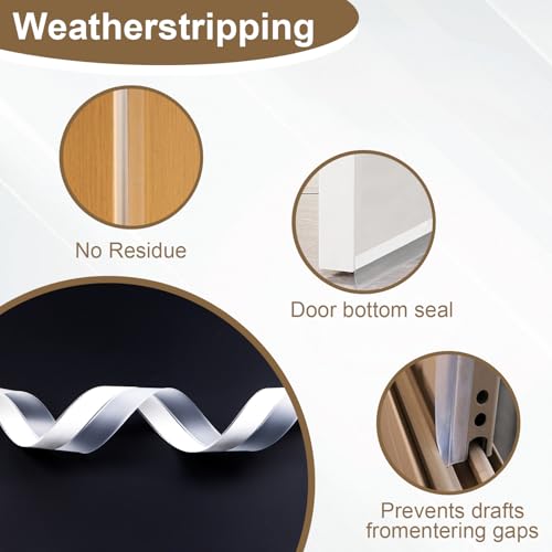 FOURGUN Weather Stripping Door Seal 45 MM * 16.5FT Insulates Soundproofs Perfect for Door Frames Windows Bathroom Shower Glass Gaps Blocks Cold Air Rain Door Seal Strip - size: 1.77 x 198 in