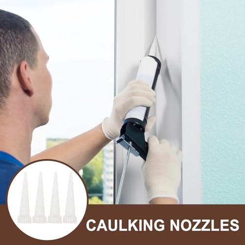 SOLUSTRE 4-Pack Caulking Nozzles Cone Tips 2.55X0.70 Inch for Precise Glue Dispensing and Caulk Finishing Tools Compatible with Standard Caulk Tubes