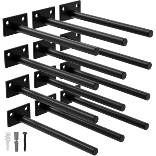 LEOPO 12-Pack 8 inch Floating Shelf Brackets, Hidden Shelf Bracket for Wood - color: Black-12Pack, size: 8 Inch