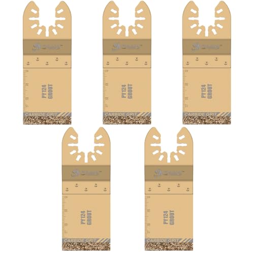 5PCS Carbide Grout Removal Blades,Flush Cutting Oscillating Saw - color: Carbide-Grit Edge