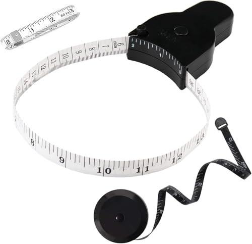 3PCS Body Measure Tape 60 inch (150cm), Automatic Telescopic Fat Measure for Body Measurement & Weight Loss to Track Weight Loss Muscle Gain by One Hand
