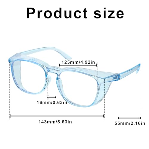 Ptwola Clear Safety Glasses Nurses Goggles Protective Eyewear Lab Goggles Side Protect and Clean Cloth Assistant Accessories - color: Blue, Pink, Transparent, Purple