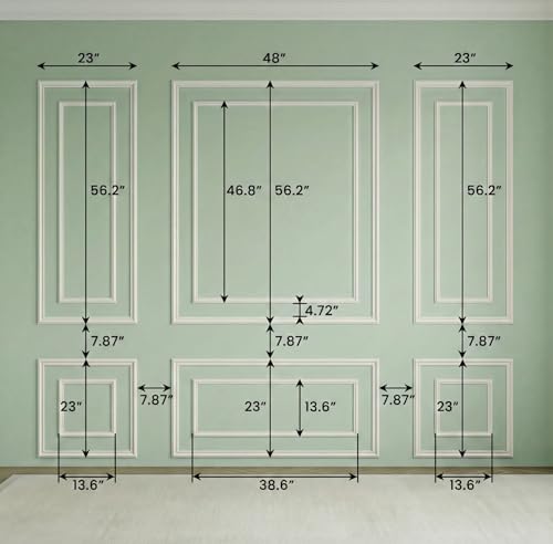 SMARTSTANDARD Pre Cut Wall Molding Kit for Accent, 6 Set Bilinear Frame - color: White: Style 1