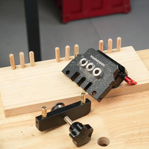 TOOLCOOL Self Centering Dowel Jig Kit Woodworking Doweling Jig Creates Edge Corner and Surface Joints with Drill Bits Steel Bushings Stop Collars for 6mm 8mm 10mm Dowel Pins