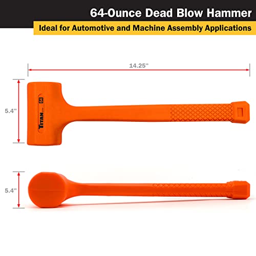 Titan 63164 4lb Dead Blow Hammer with Steel Shot Filled Head - size: 64oz