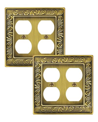 2-Pack Paisley Pattern Double Duplex Outlet Cover,Metal Switch Plates - style: 2 Duplex 2PK