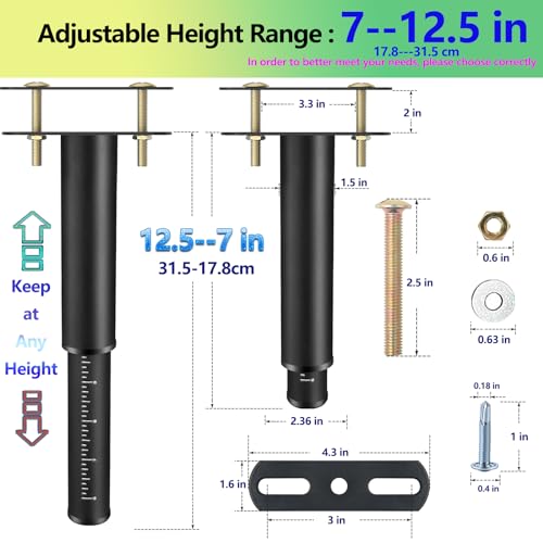 7-12.5.5in Bed Support Legs for Bed Frame Support,Slat Support 2PC - size: 2pcs (7-12.5 in Adjustable)