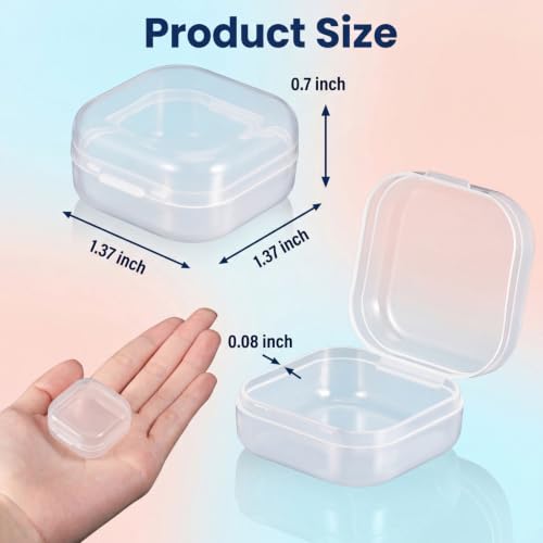 24 Packs Small Clear Plastic Beads Storage Containers Box with Hinged Lid for Storage of Small Items, Crafts, Jewelry, Hardware(1.37 x 1.37 x 0.7 Inches) - size: 1.37 x 1.37 x 0.7 Inches